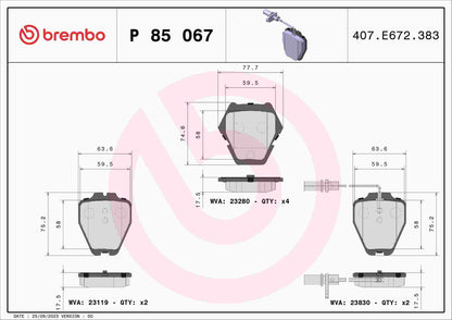 Brembo Disc Brake Pad Set P85067