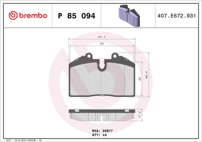 Brembo Disc Brake Pad Set P85094