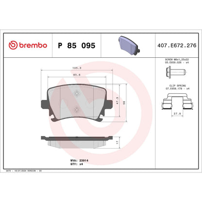 Brembo Disc Brake Pad Set P85095