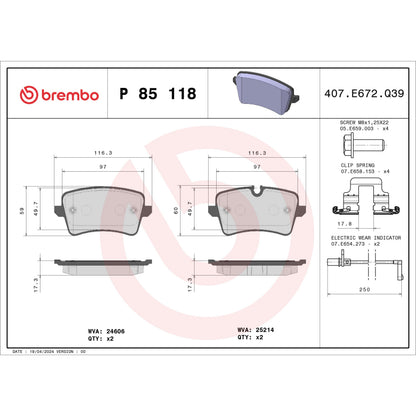 Brembo OE Low-Met BrakePad P85118