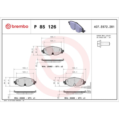 Brembo Disc Brake Pad Set P85126
