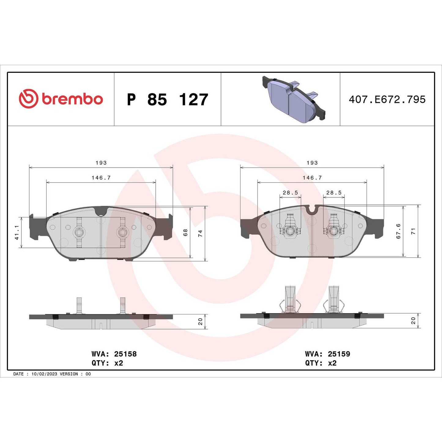 Brembo Disc Brake Pad Set P85127