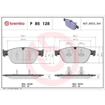 Brembo Disc Brake Pad Set P85128