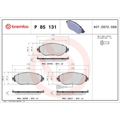 Brembo Disc Brake Pad Set P85131