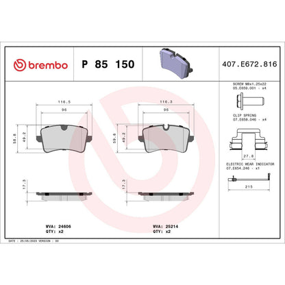 Brembo Disc Brake Pad Set P85150