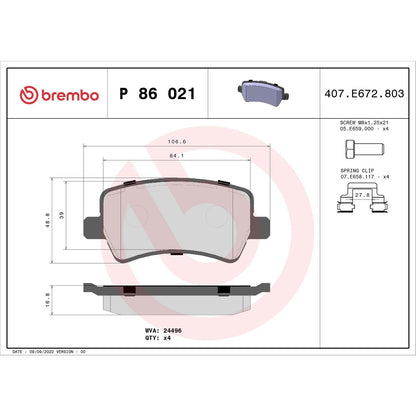 Brembo Disc Brake Pad Set P86021