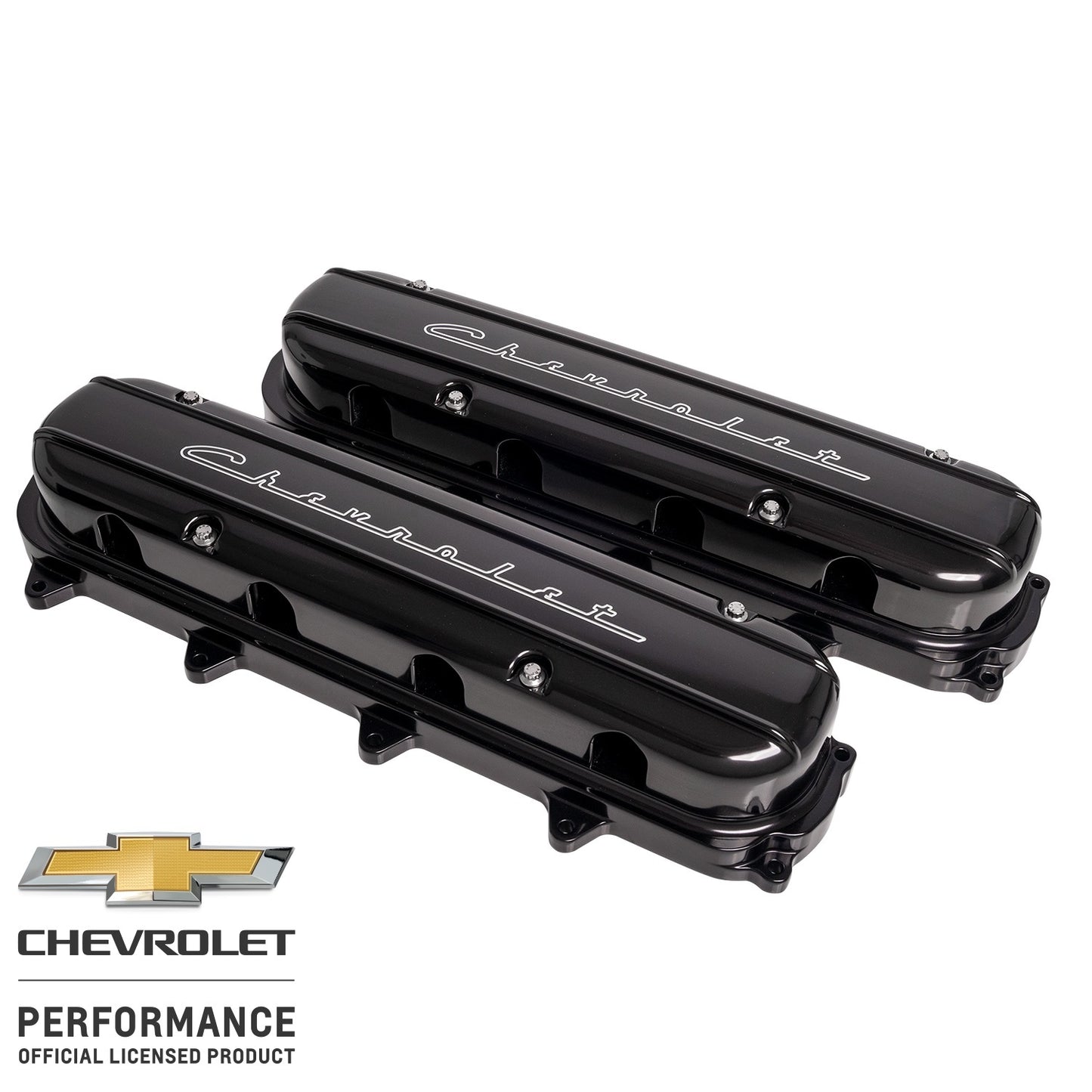 BILLET SPECIALTIES Valve Covers Gen V LT Chevrolet Script Black Engines and Components Engine Covers, Pans and Dress-Up Components main image