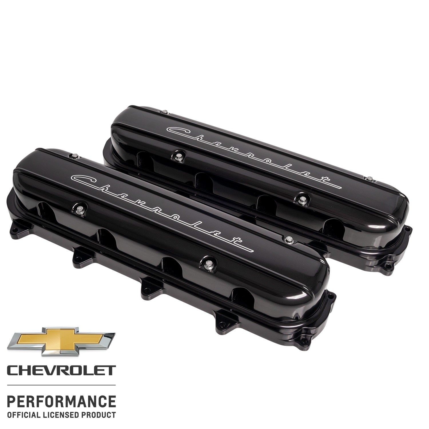 BILLET SPECIALTIES Valve Covers Gen V LT Chevrolet Script Black Engines and Components Engine Covers, Pans and Dress-Up Components main image