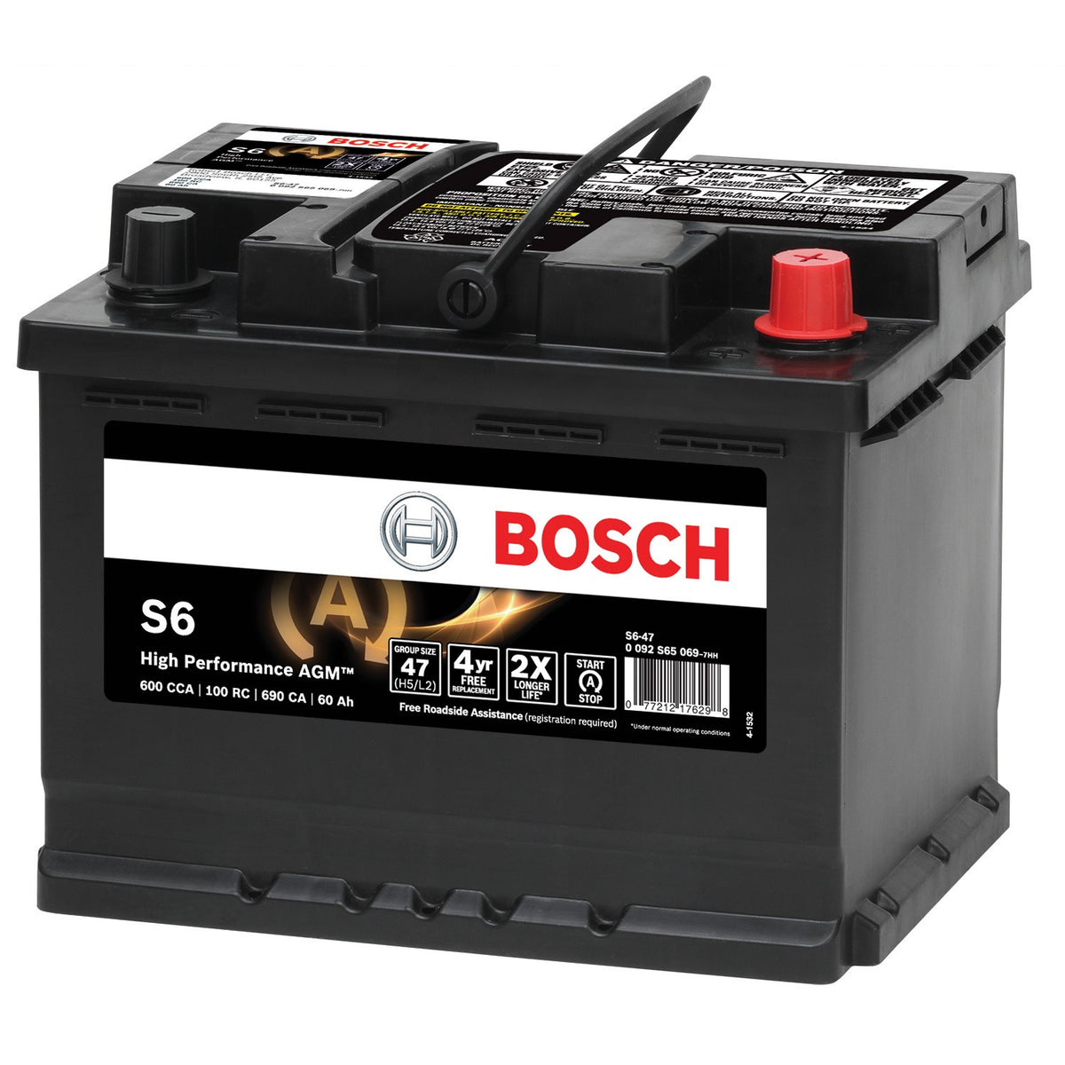 Bosch High Performance AGM Starter Battery for Start/Stop systems S6-47