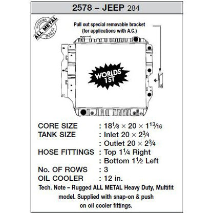CSF 87-04 Jeep Wrangler (3 ROW copper core) *Discontinued