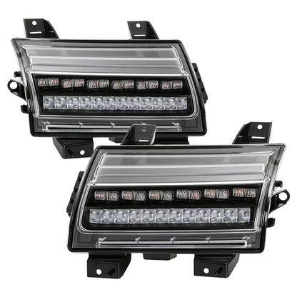Spyder Jeep Wrangler 2018-2019 (Halogen Model Only) LED Front Bumper Lights - Seq. Signal - Black 5086785