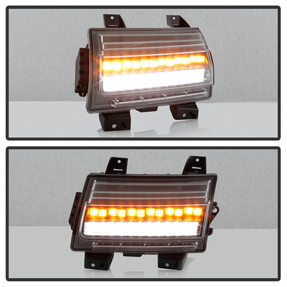 Spyder Jeep Wrangler 2018-2019 (Halogen Model Only) LED Front Bumper Lights - Seq. Signal - Black 5086785