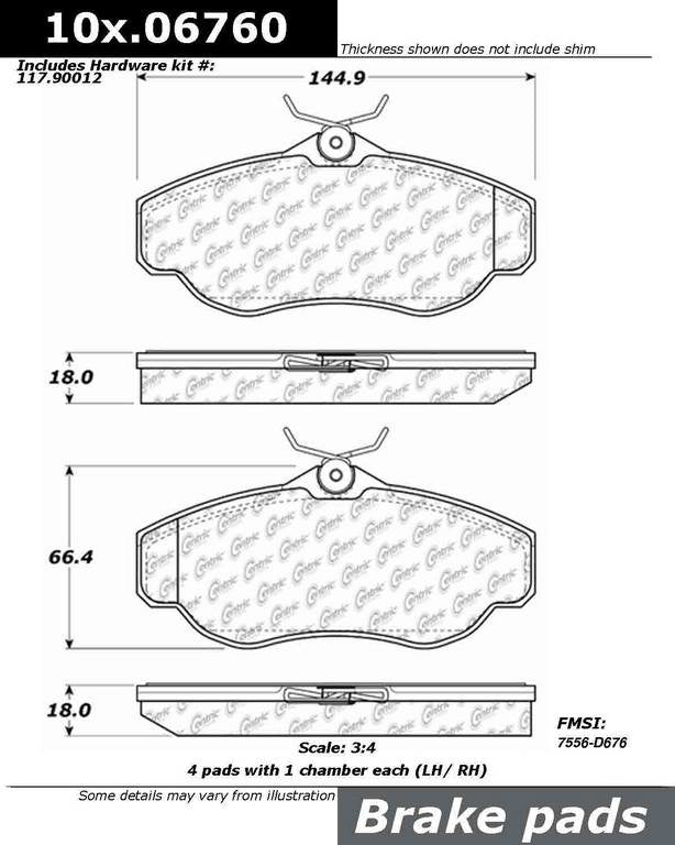 Centric Parts Disc Brake Pad Set Original Equipment Formula for OE Performance 100.06760