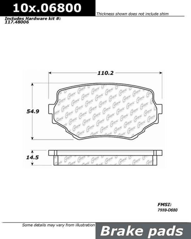 Centric Parts Disc Brake Pad Set 100.06800