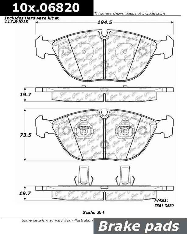 Centric Parts Disc Brake Pad Set Original Equipment Formula for 100.06820