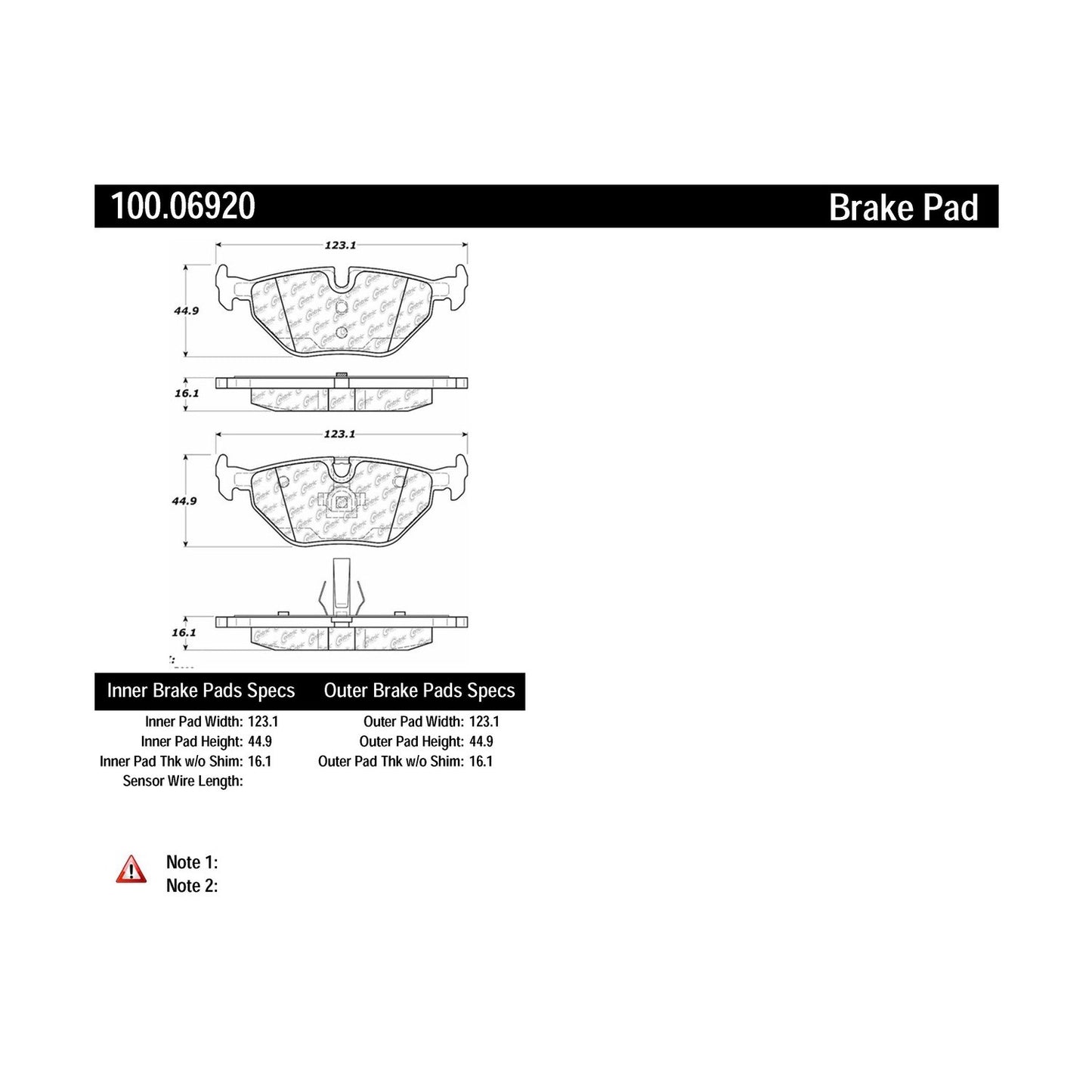Centric Parts Disc Brake Pad Set 100.06920