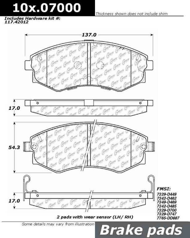 Centric Parts Disc Brake Pad Set 100.07000