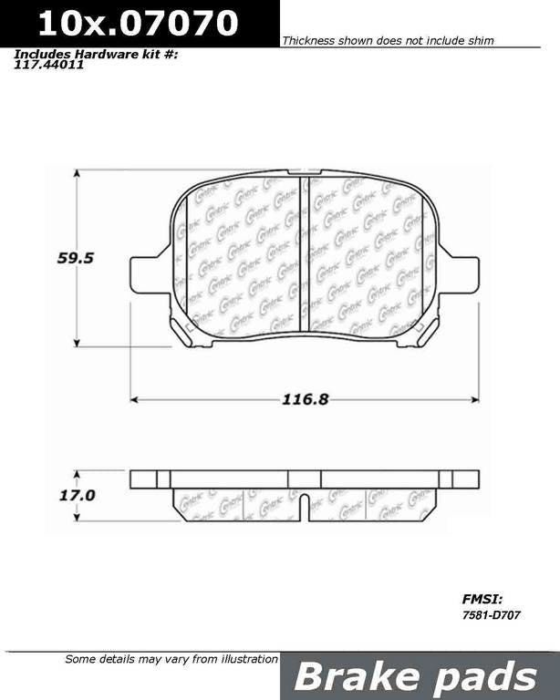Centric Parts Disc Brake Pad Set 100.07070