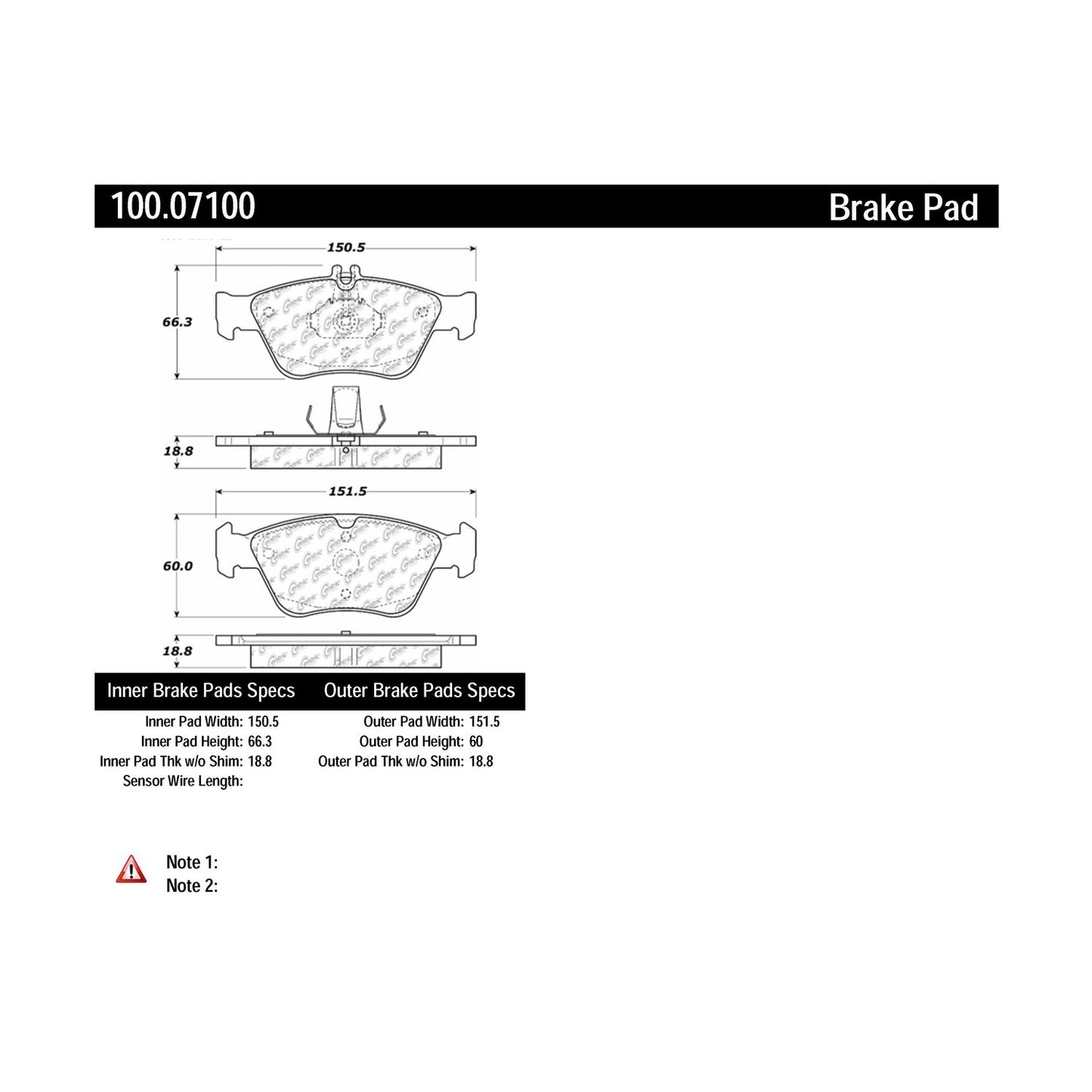 Centric Parts Disc Brake Pad Set Original Equipment Formula with Hardware 100.07100