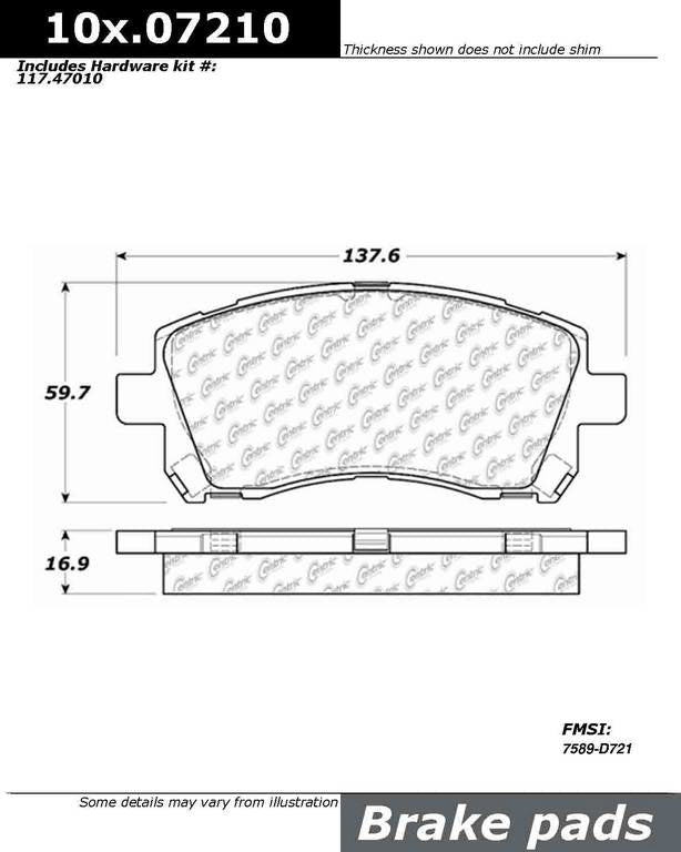 Centric Parts Disc Brake Pad Set 100.07210