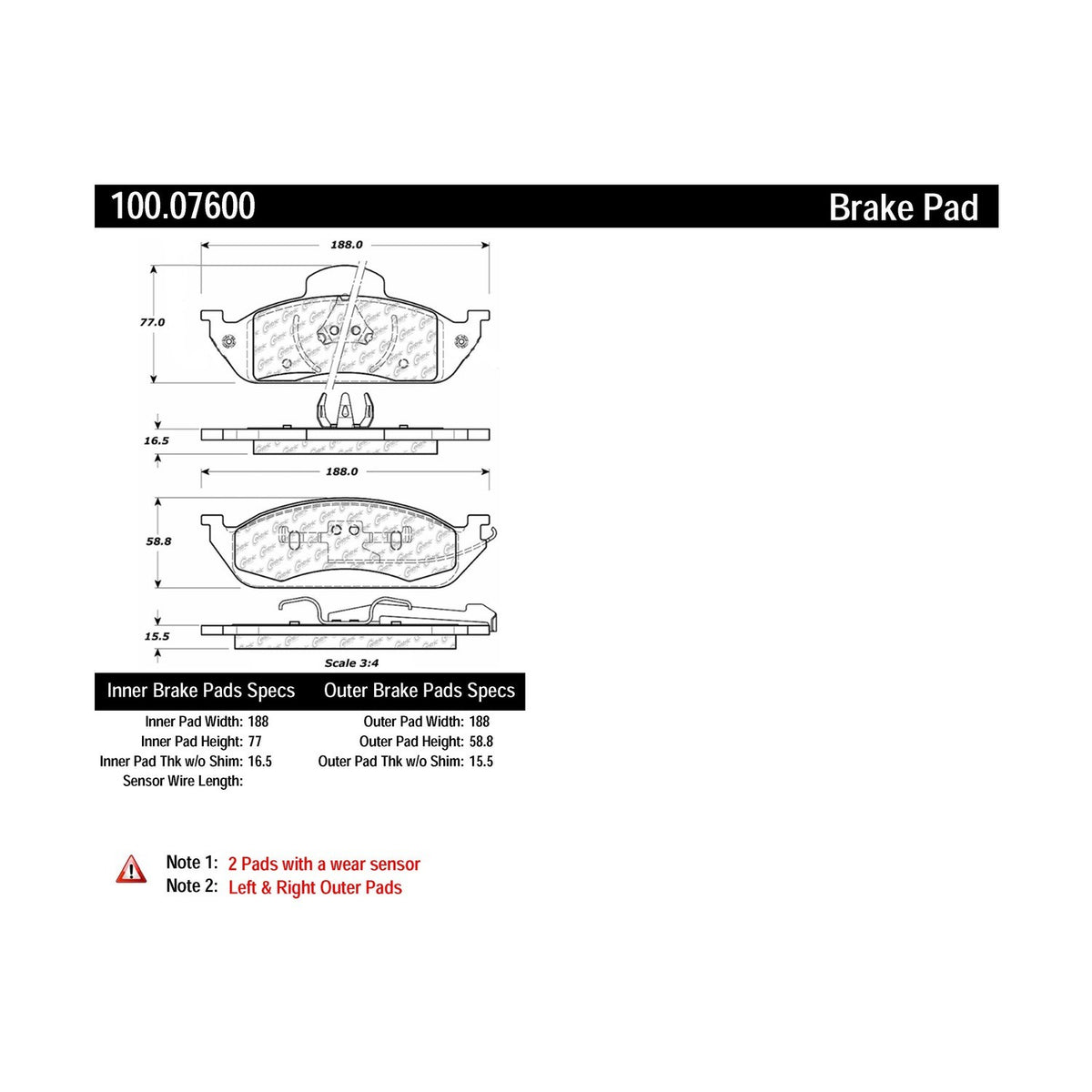 Centric Parts Original Equipment Formula Brake Pads with Hardware 100.07600