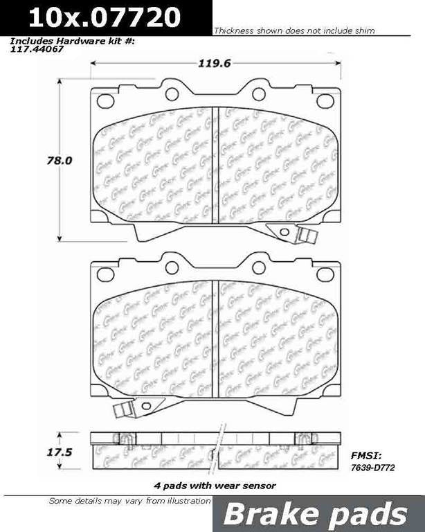 Centric Parts Disc Brake Pad Set 100.07720