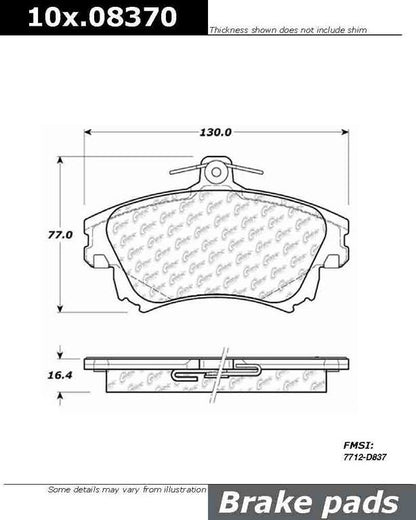 Centric Parts Disc Brake Pad Set Original Equipment Formula for 2000-2012 Volvo S40 V40 100.08370