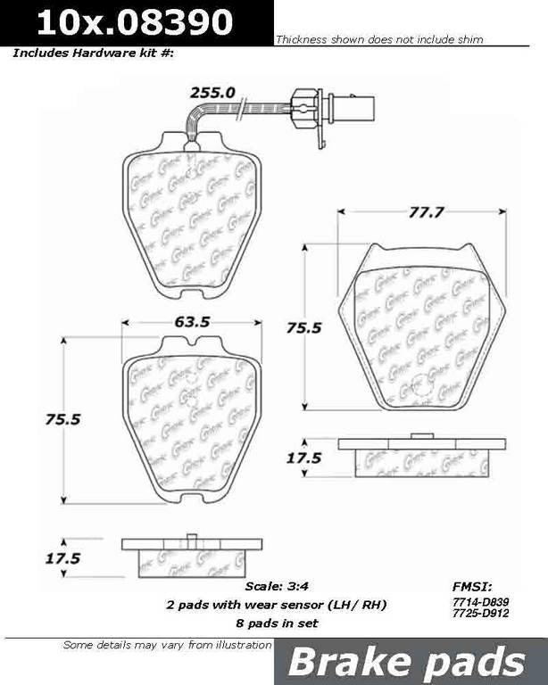 Centric Parts Disc Brake Pad Set Original Equipment Formula for 2000-2004 Audi A6 Quattro 100.08390