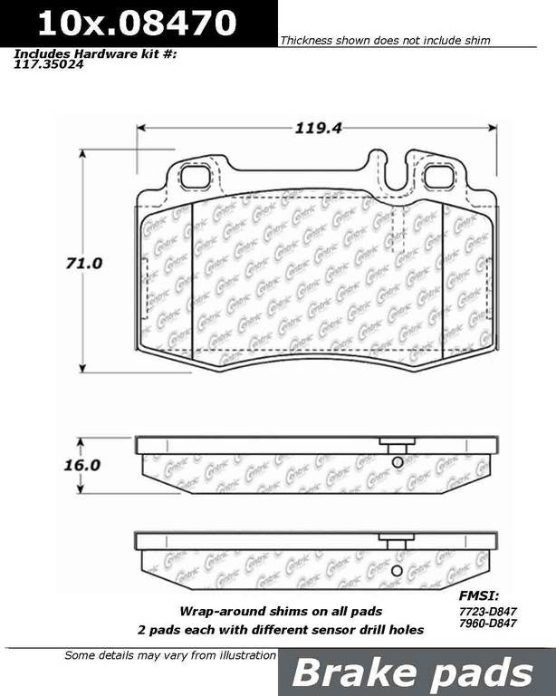 Centric Parts Original Equipment Formula Brake Pads with Hardware 100.08470