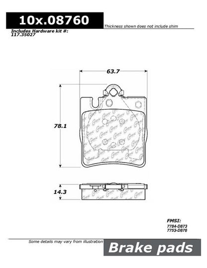 Centric Parts Disc Brake Pad Set Original Equipment Formula 100.08760
