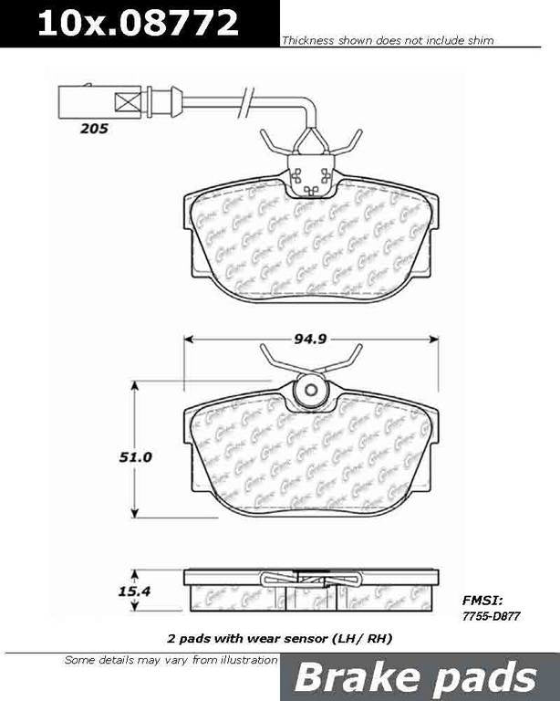 Centric Parts Disc Brake Pad Set Original Equipment Formula 100.08772