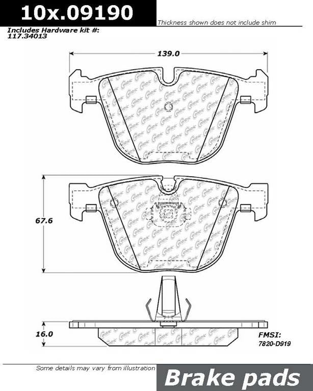 Centric Parts Original Equipment Formula Brake Pads with Hardware 100.09190