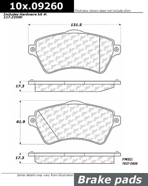Centric Parts Disc Brake Pad Set Original Equipment Formula for 2002-2006 Land Rover Freelander 100.09260