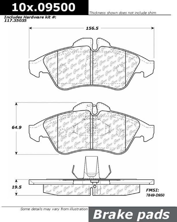 Centric Parts Original Equipment Formula Brake Pads with Hardware 100.09500
