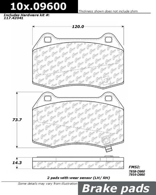 Centric Parts Disc Brake Pad Set Original Equipment Formula for 2003-2004 Infiniti G35 2003-2008 Nissan 350Z 100.09600