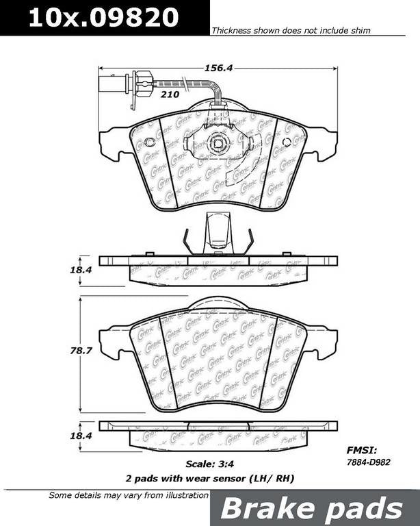 Centric Parts Disc Brake Pad Set Original Equipment Formula for 2003-2001 Volkswagen EuroVan 2008-2002 Sharan 100.09820