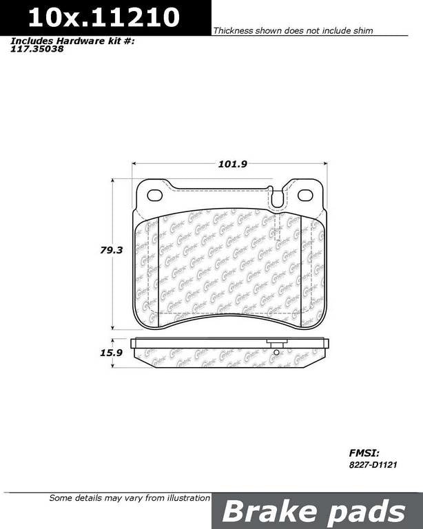 Centric Parts Disc Brake Pad Set Original Equipment Formula for 2005-2011 Mercedes-Benz C230 C320 C350 CLK350 SLK280 SLK300 SLK350 100.11210