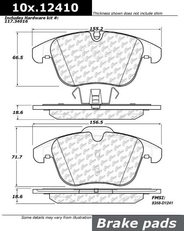 Centric Parts Disc Brake Pad Set 100.12410