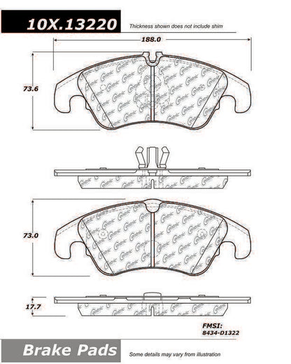 Centric Parts Original Equipment Formula Brake Pads with Hardware 100.13220