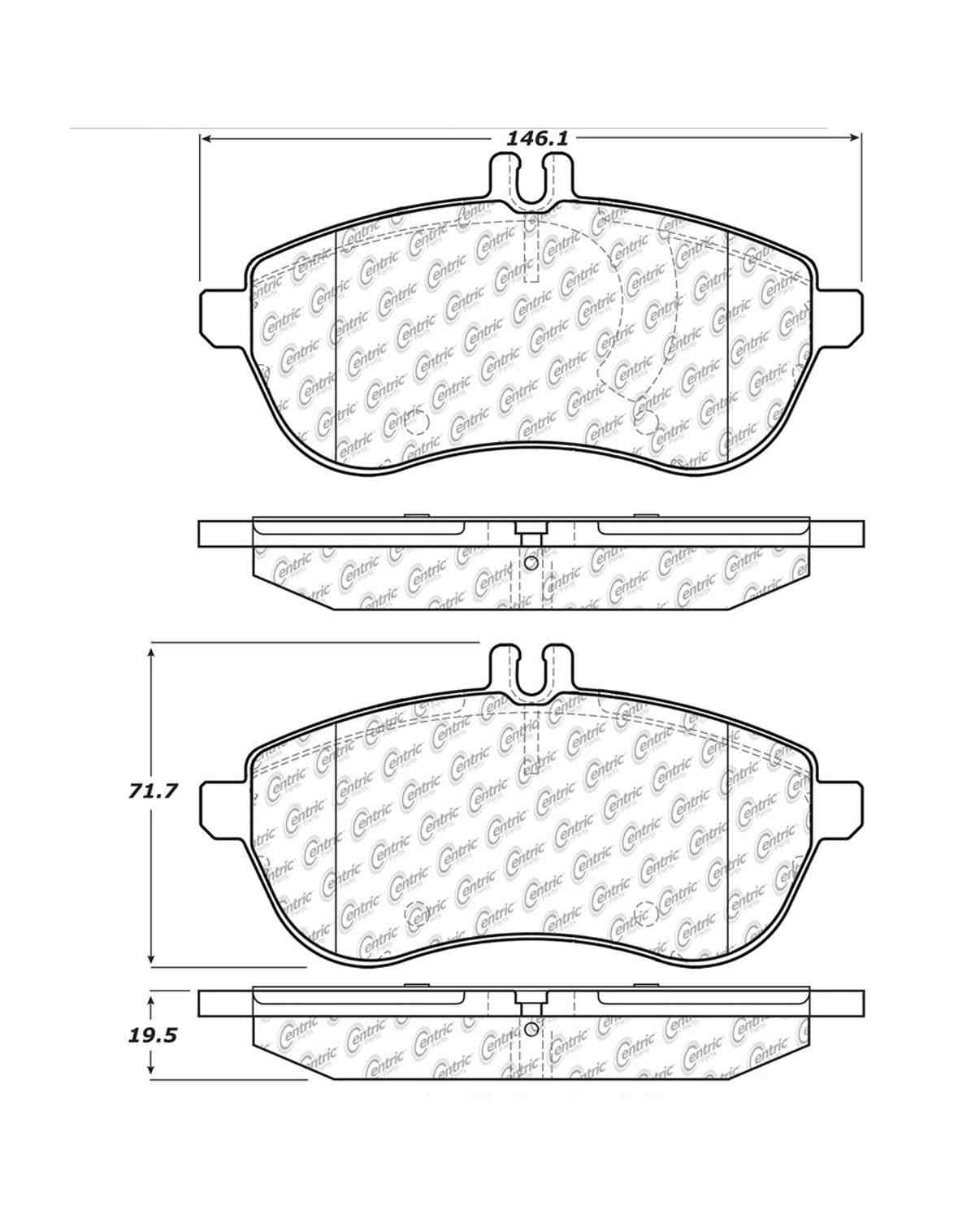 Centric Parts Disc Brake Pad Set Original Equipment Formula for 2008-2016 Mercedes-Benz C180 C200 C250 C280 C300 CLA250 E200 SLK250 100.13400