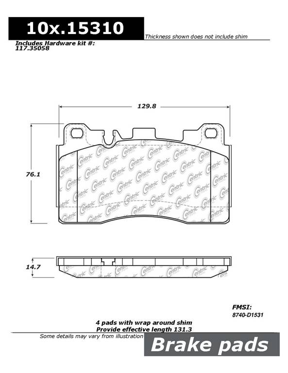 Centric Parts Disc Brake Pad Set 100.15310