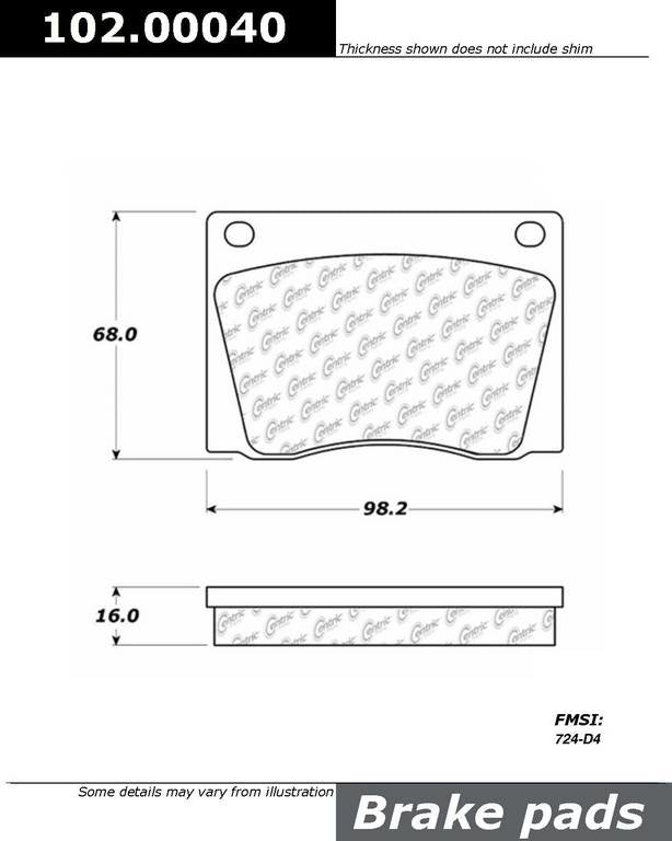 Centric Parts Semi-Metallic Brake Pads with Shims 102.00040