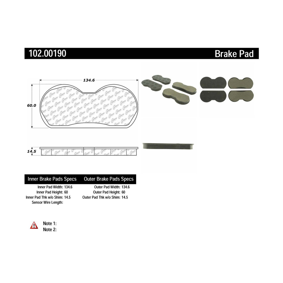 Centric Parts Disc Brake Pad Set with Semi-Metallic compounds 102.00190