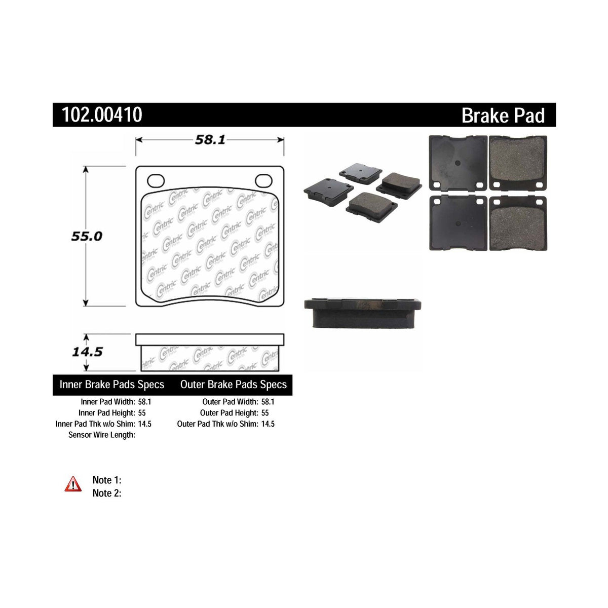 Centric Parts Disc Brake Pad Set Semi-Metallic with Shims for 1973-1982 Honda Civic Nissan 310 1200 B110 F10 102.00410