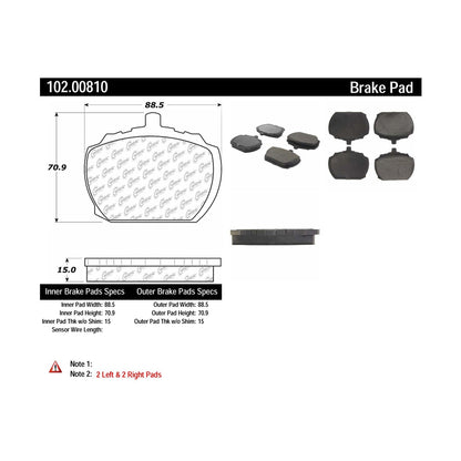 Centric Parts Disc Brake Pad Set with Semi-Metallic compounds 102.00810