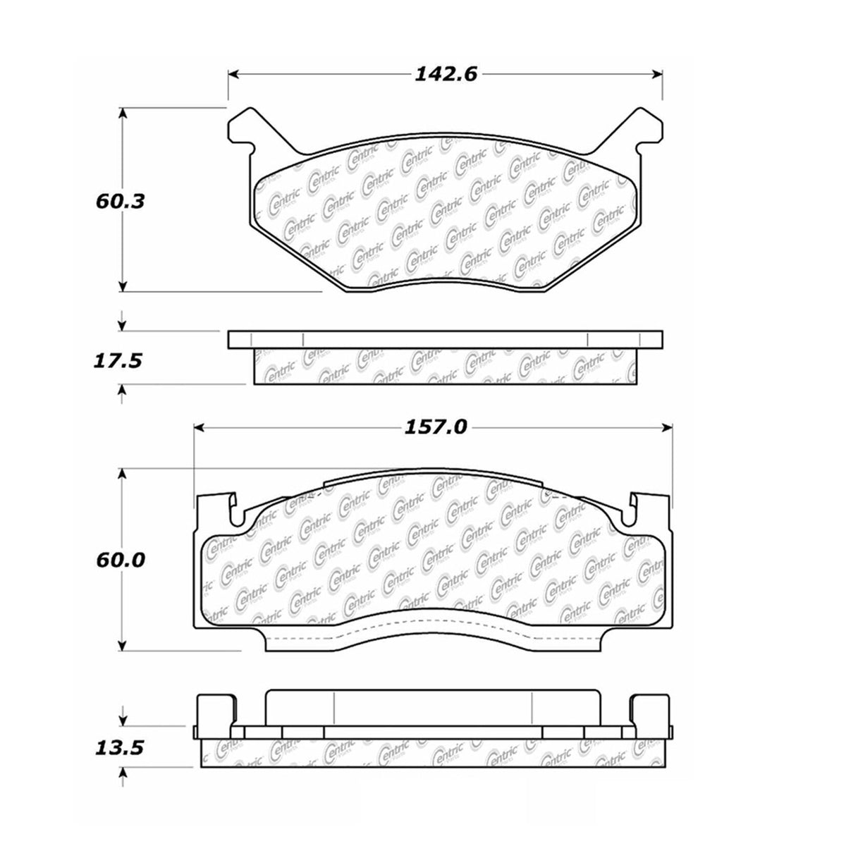 Centric Parts Disc Brake Pad Set Shimmed for Noise Reduction with Semi-Metallic Compounds 102.00840