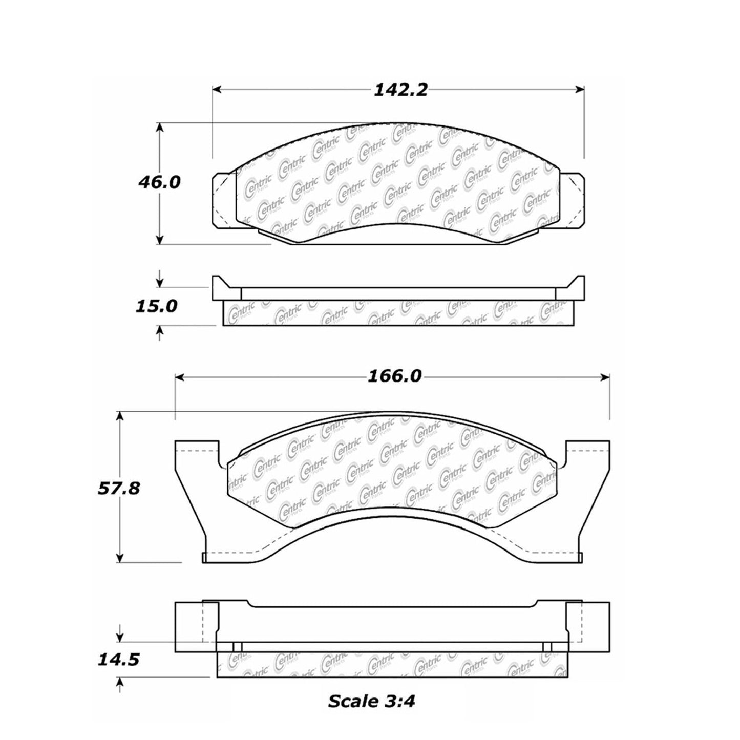 Centric Parts Disc Brake Pad Set Shimmed for Noise Reduction with Semi-Metallic Compounds 102.00900