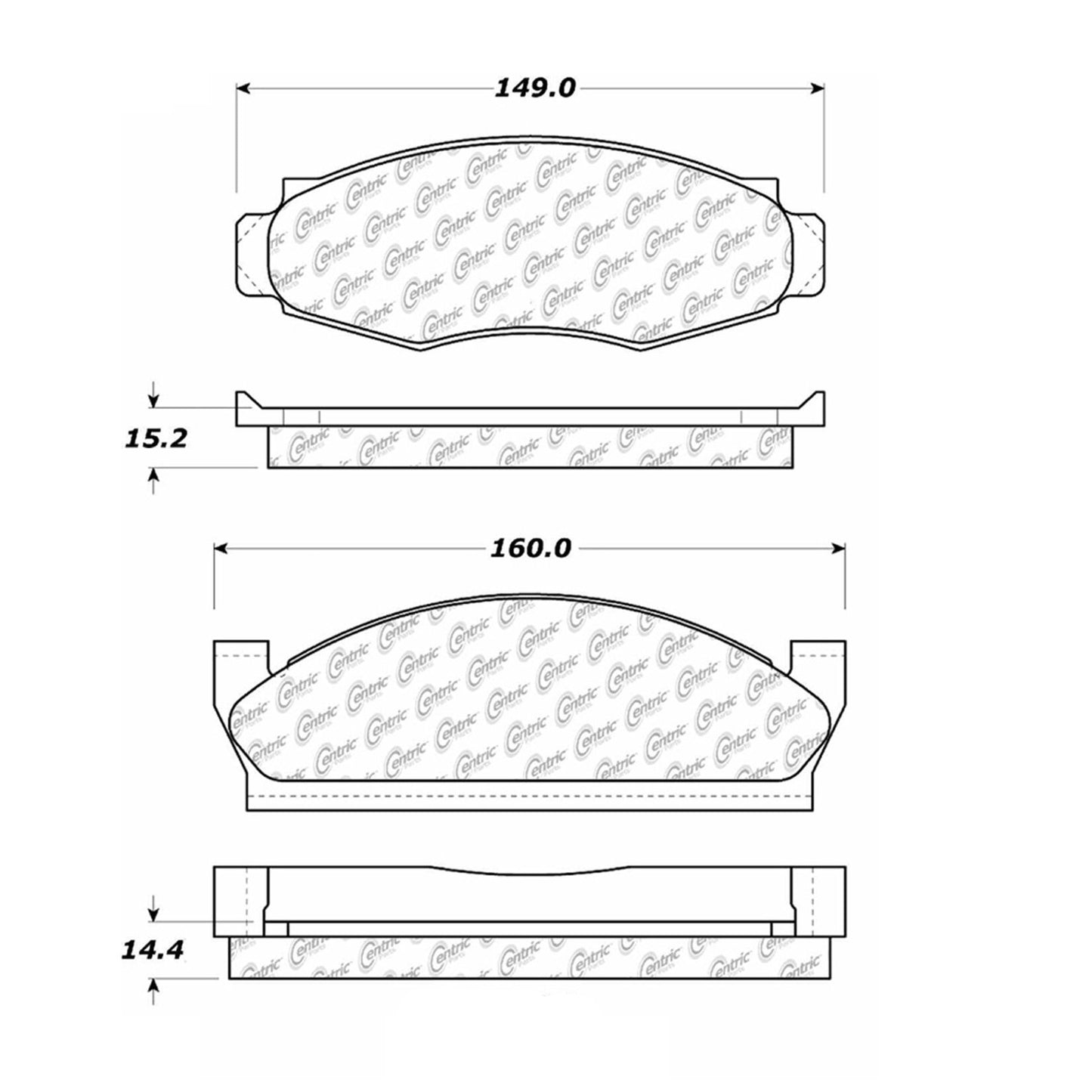 Centric Parts Disc Brake Pad Set Semi-Metallic with Shims for 1977-1983 American Motors and Ford F-100/F-150 102.00910