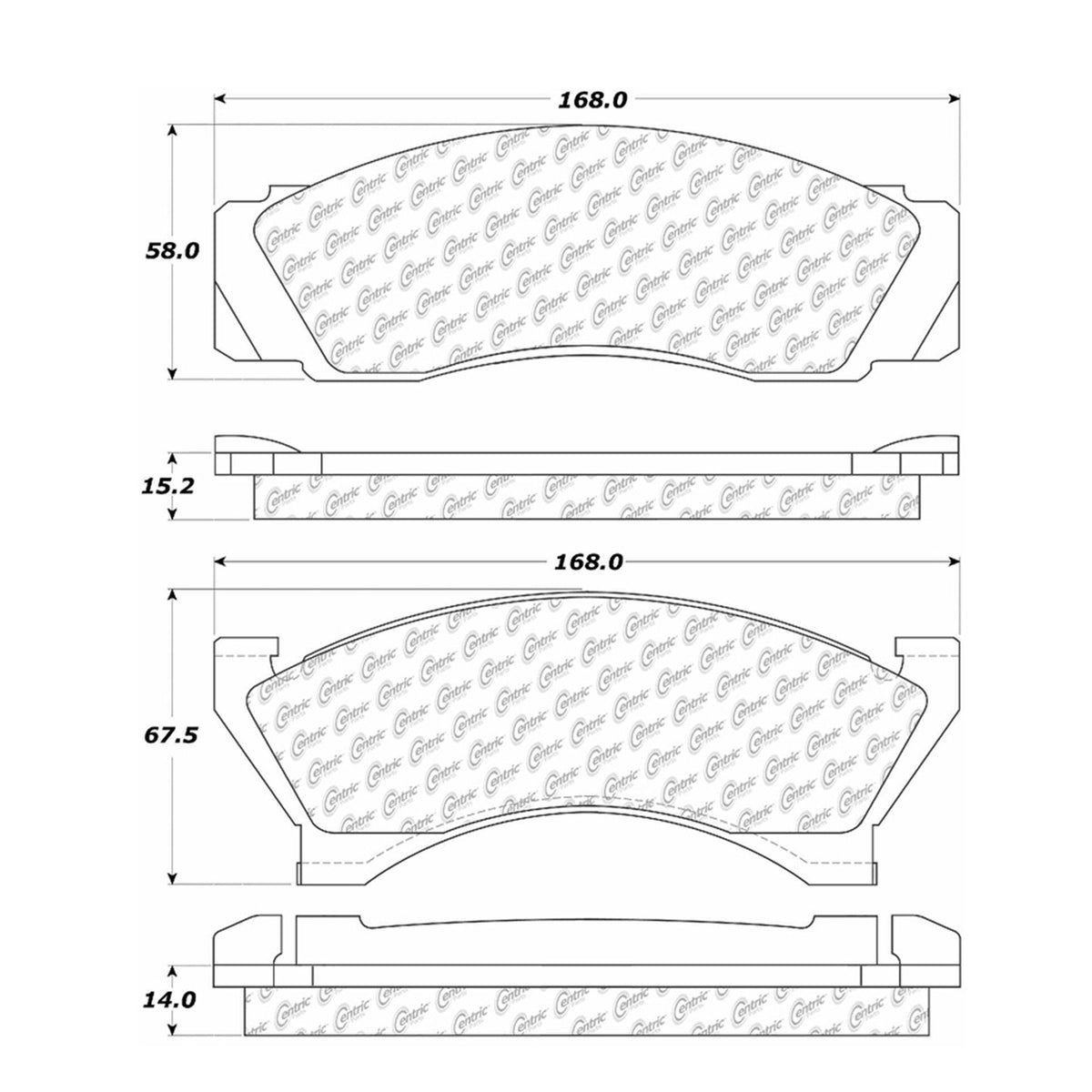 Centric Parts Disc Brake Pad Set Semi-Metallic with Shims for 1975-1980 Ford Granada LTD Thunderbird Lincoln Continental Mark IV V Versailles Mercury Grand Marquis Monarch 102.01020