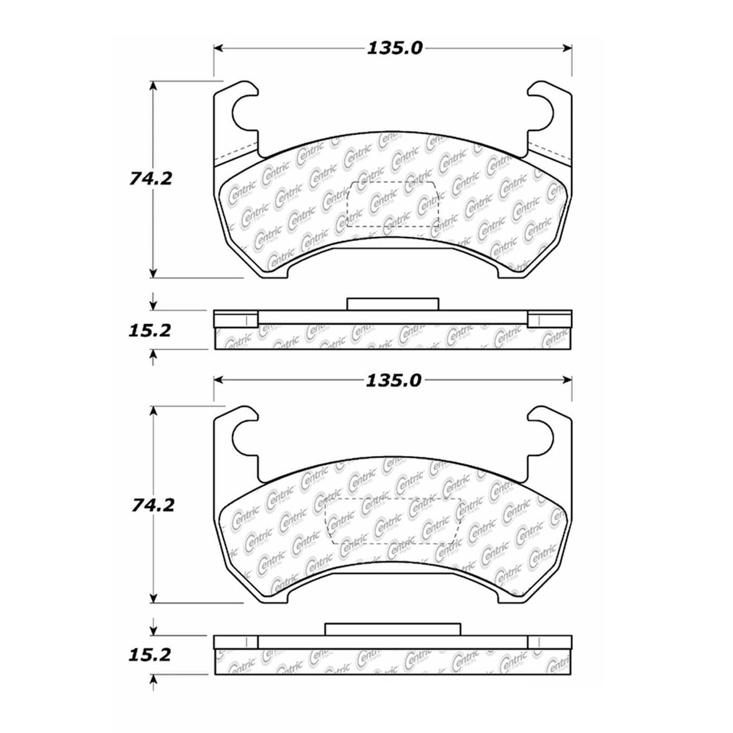 Centric Parts Disc Brake Pad Set Semi-Metallic with Shims for 1976-1980 Buick Skyhawk Chevrolet Monza Oldsmobile Starfire Pontiac Sunbird 102.01190